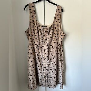 SHEIN Curve Plaid Bow Print Pinafore Mini Dress